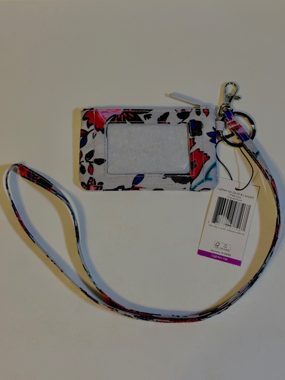 Vera Bradley Vineyard Floral Zip ID & Lanyard Wallet Coin Purse Pouch Bloom NWT - Picture 1 of 8